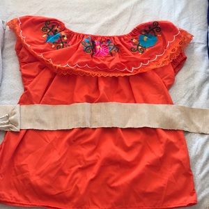 Mexican off the shoulder traditional blouse